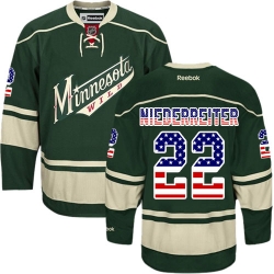Nino Niederreiter Reebok Minnesota Wild Authentic Green USA Flag Fashion NHL Jersey
