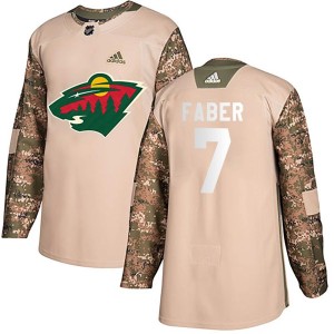 Brock Faber Youth Adidas Minnesota Wild Authentic Camo Veterans Day Practice Jersey