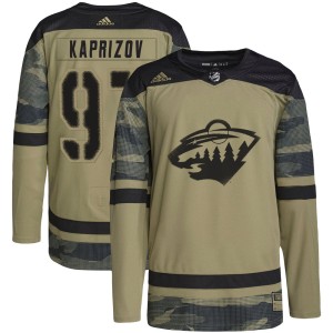 Kirill Kaprizov Men's Adidas Minnesota Wild Authentic Camo Military Appreciation Practice Jersey