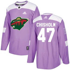 Declan Chisholm Youth Adidas Minnesota Wild Authentic Purple Fights Cancer Practice Jersey