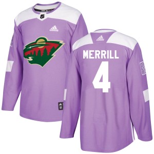 Jon Merrill Youth Adidas Minnesota Wild Authentic Purple Fights Cancer Practice Jersey