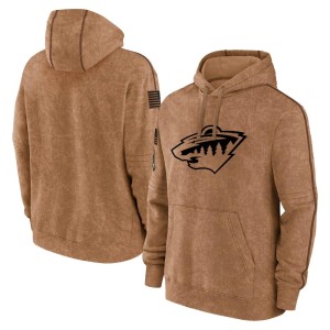 Youth Minnesota Wild Brown 2023 Salute to Service Club Pullover Hoodie