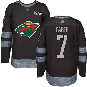 Brock Faber Youth Minnesota Wild Authentic Black 1917-2017 100th Anniversary Jersey