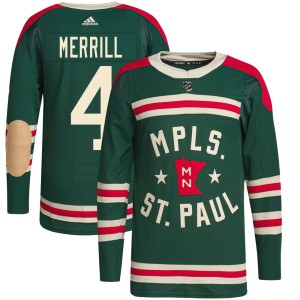 Jon Merrill Men's Adidas Minnesota Wild Authentic Green 2022 Winter Classic Player Jersey
