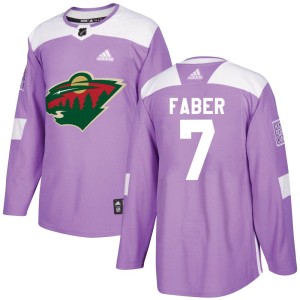 Brock Faber Men's Adidas Minnesota Wild Authentic Purple Fights Cancer Practice Jersey