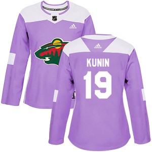 Luke Kunin Women's Adidas Minnesota Wild Authentic Purple Fights Cancer Practice Jersey