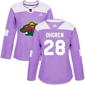 Liam Ohgren Women's Adidas Minnesota Wild Authentic Purple Fights Cancer Practice Jersey