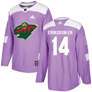 Joel Eriksson Ek Men's Adidas Minnesota Wild Authentic Purple Fights Cancer Practice Jersey